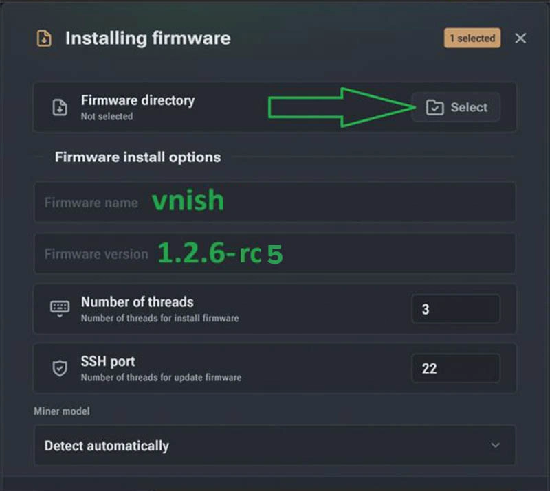 Select Vnish toolkit